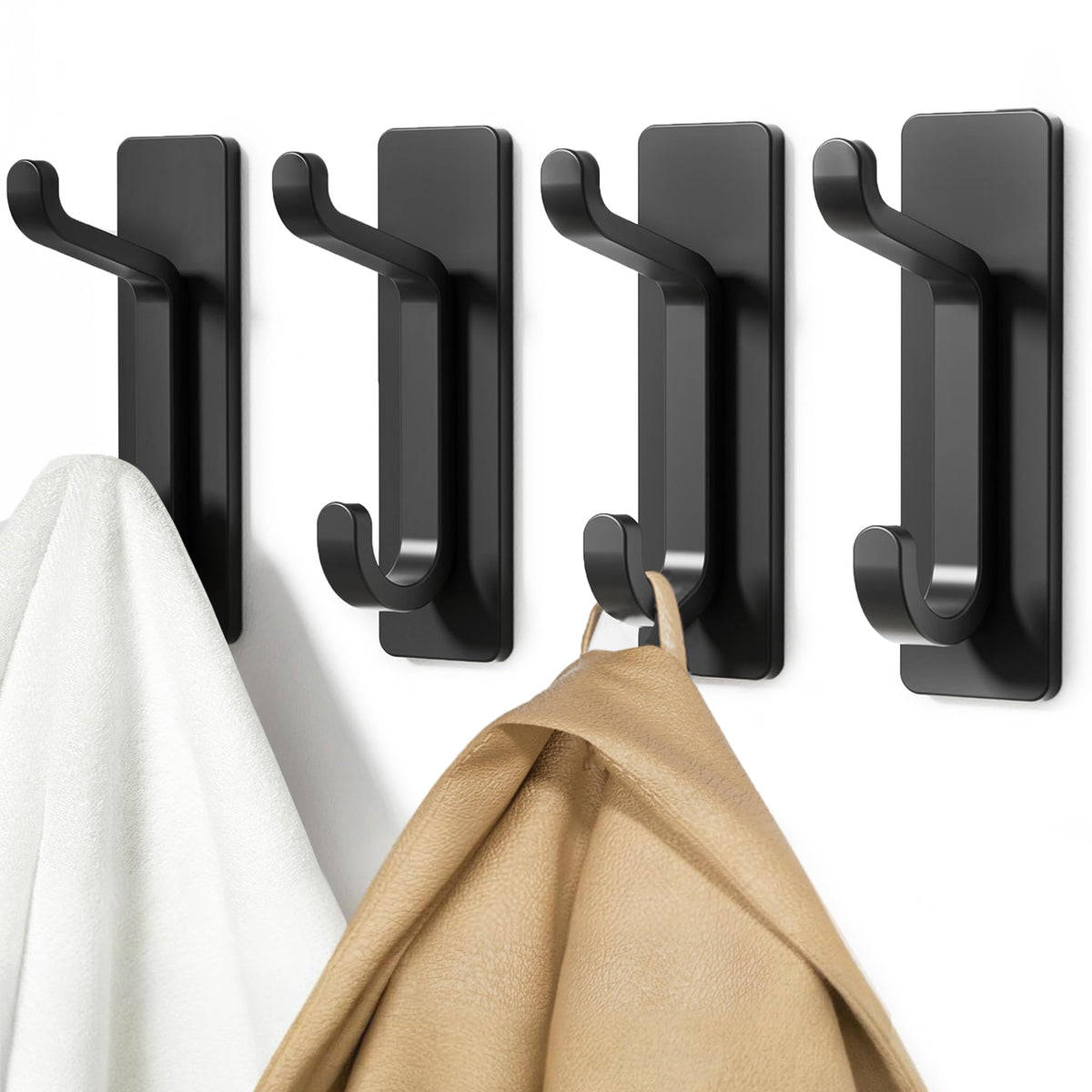 pickpiff 13LB Strong Stick-on Hooks for Coat & Towel, White 6 Pack