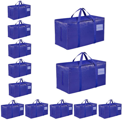 Moving Bags Extra Large 8 Pack - Heavy Duty Storage Totes with Wrap-Around Handles & Reinforced Zippers - Foldable Moving Box Alternative, Water-Resistant for Dorm, Closet & Under Bed Storage (Clear)