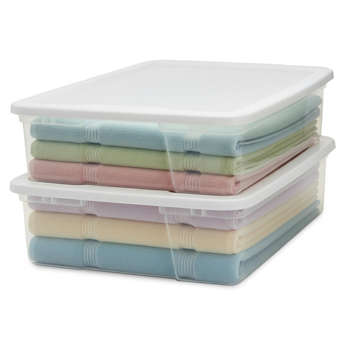 HOMZ Clear Plastic Storage Bins w/Snaplock Lids, 28 Qt, Gray, 2 Pack