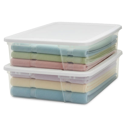 HOMZ Clear Plastic Storage Bins w/Snaplock Lids, 28 Qt, Gray, 2 Pack