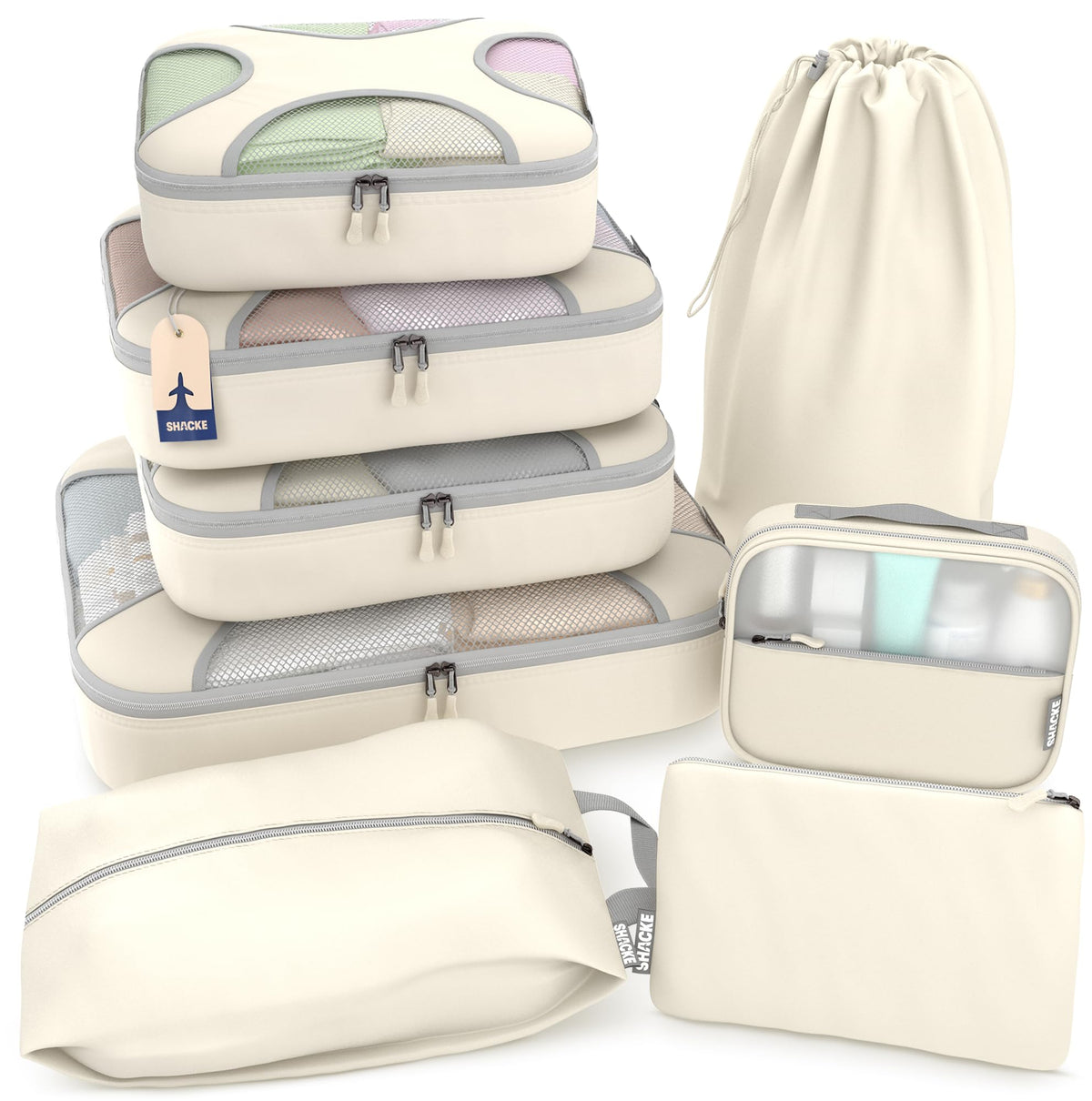 Shacke 5 Set Packing Cubes for Travel with Laundry Bag (Green Grass)