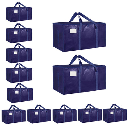 Moving Bags Extra Large 8 Pack - Heavy Duty Storage Totes with Wrap-Around Handles & Reinforced Zippers - Foldable Moving Box Alternative, Water-Resistant for Dorm, Closet & Under Bed Storage (Clear)