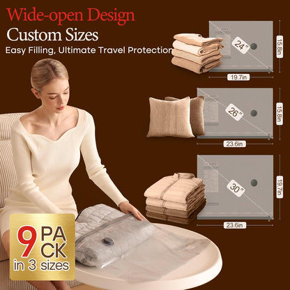 Vacbird Travel Vacuum Bags with Rechargeable Pump, Carry-On Space Saver