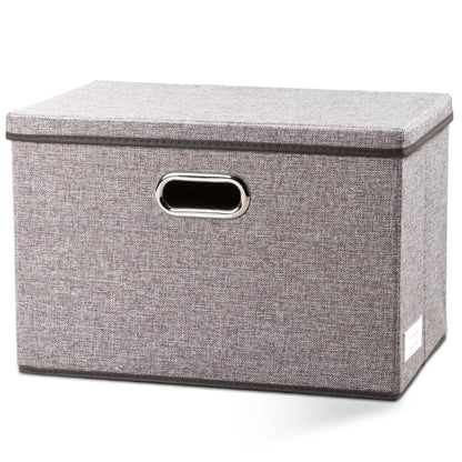 PRANDOM Large Collapsible Storage Bins with Lids [3-Pack] Linen/Cotton Blend Foldable Storage Boxes Organizer Containers Baskets Cube with Cover for Home Bedroom Closet Office Nursery(17.7x11.8x11.8)