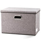 PRANDOM Large Collapsible Storage Bins with Lids [3-Pack] Linen/Cotton Blend Foldable Storage Boxes Organizer Containers Baskets Cube with Cover for Home Bedroom Closet Office Nursery(17.7x11.8x11.8)