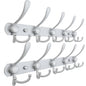 Dseap Coat Rack Wall Mounted - 5 Tri Hooks, Heavy Duty, Stainless Steel, Metal Coat Hook Rail for Coat Hat Towel Purse Robes Mudroom Bathroom Entryway (Black, 2 Packs)