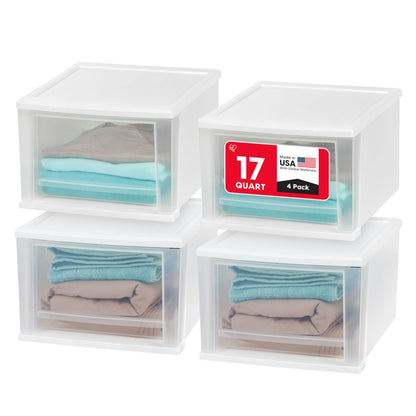 IRIS USA 4-Pack, 27 Qt. Under Bed Storage Bin with Sliding Drawers, White