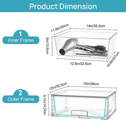 Vtopmart 2 Pack Large Clear Stackable Plastic Storage Drawers for Closet