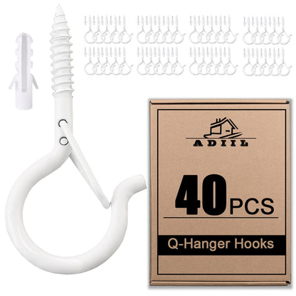 ADIIL Q Hanger Ceiling Screw Hooks for Hanging Outdoor String Light, Plants