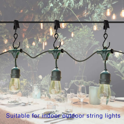Stainless Steel S Hooks Curtain Clips, 50 Pack Hanging Party Lights Clips Hangers Gutter Photo, Art Craft Display, 2.4 Inch Long, Black