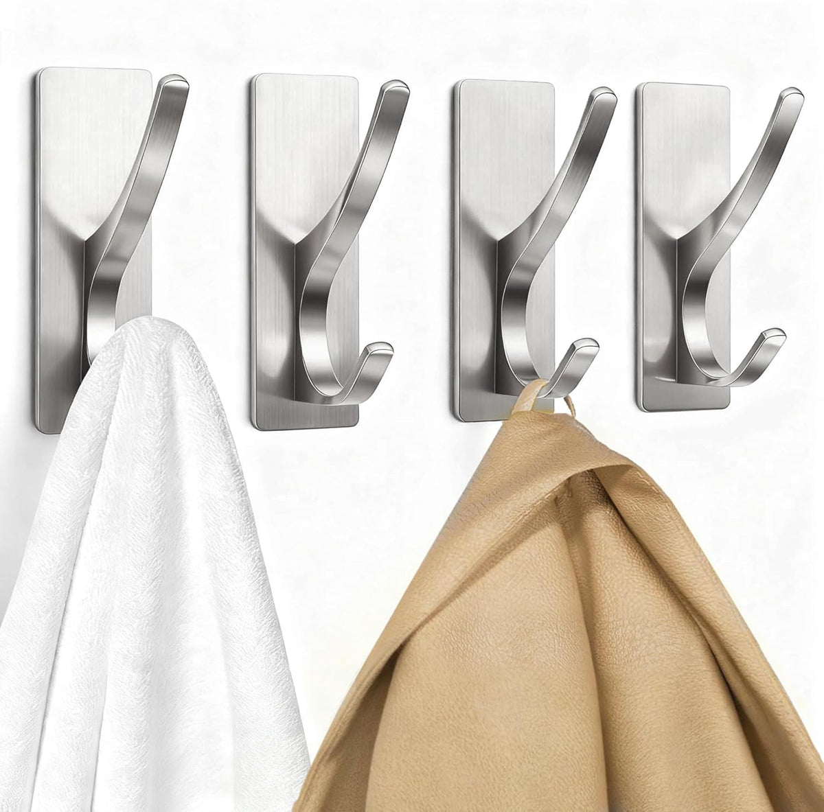 pickpiff White Self-Adhesive Hook, 13LB Hanger for Coat/Towel, 6 Pack