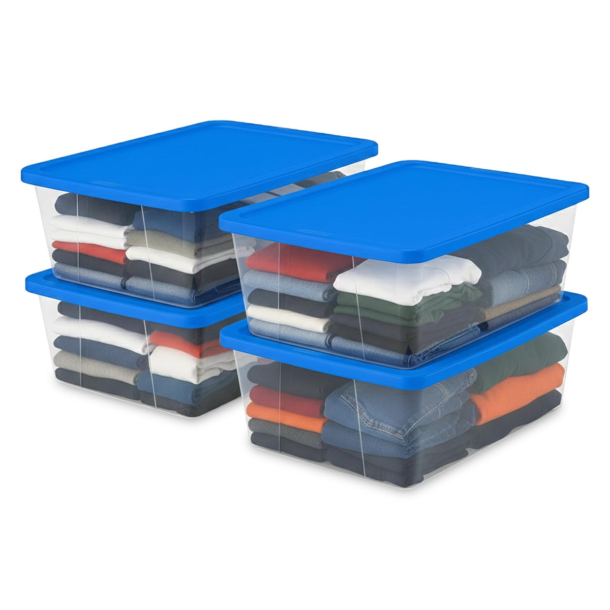 HOMZ Clear Plastic Storage Bins w/Snaplock Lids, 28 Qt, Gray, 2 Pack