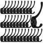 IBosins 32 Pack Black Double Coat Hooks Wall Mounted with 64 Screws