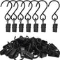 Stainless Steel S Hooks Curtain Clips, 50 Pack Hanging Party Lights Clips Hangers Gutter Photo, Art Craft Display, 2.4 Inch Long, Black