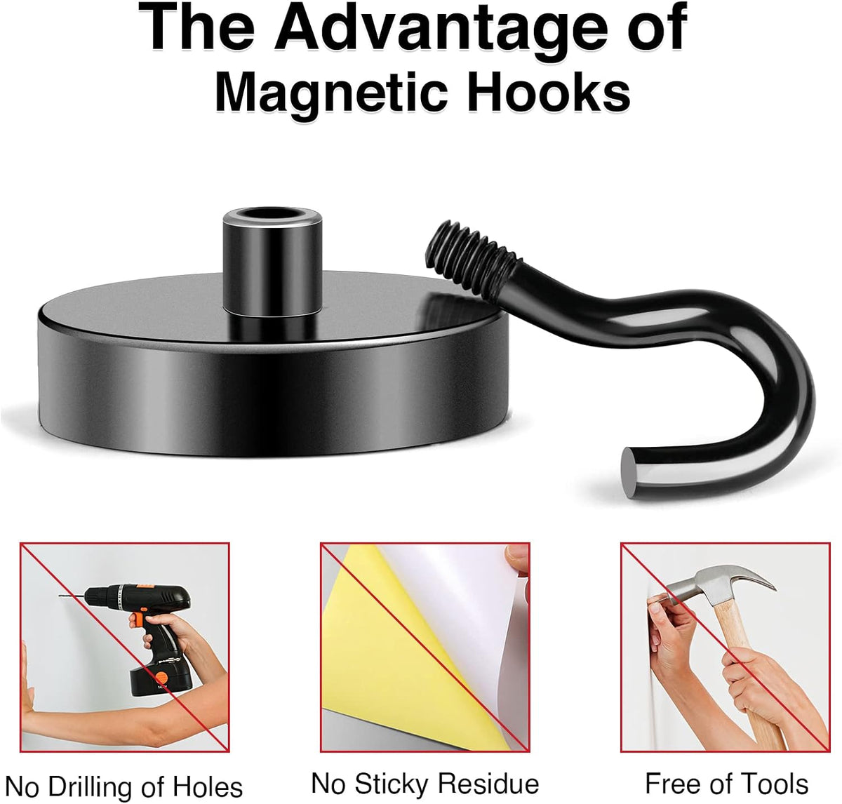 MIKEDE 85LBS+ Magnetic Hooks, Strong Cruise Cabin Ship Essentials Black