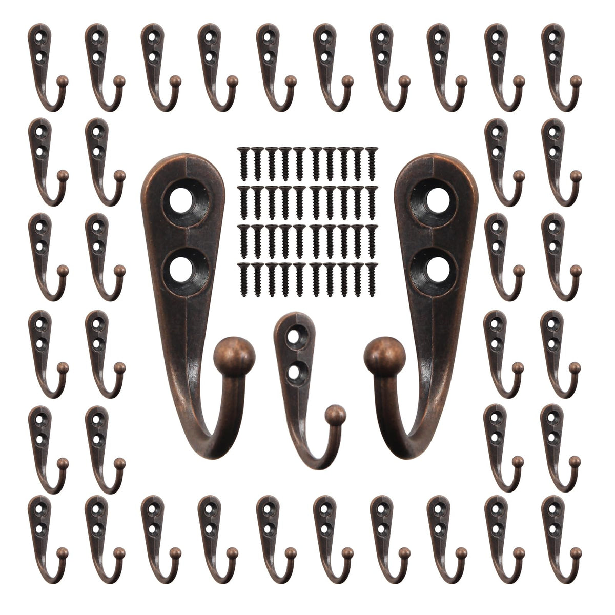 POZEAN Wall Hooks for Hanging, 40 Pack Black Small Coat Hooks with 80 Screws, Heavy Duty Single Prong Wall Hooks for Keys, Cups,Towels,Bag and More