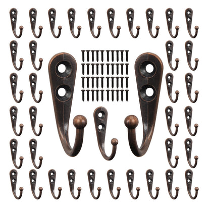POZEAN Wall Hooks for Hanging, 40 Pack Black Small Coat Hooks with 80 Screws, Heavy Duty Single Prong Wall Hooks for Keys, Cups,Towels,Bag and More