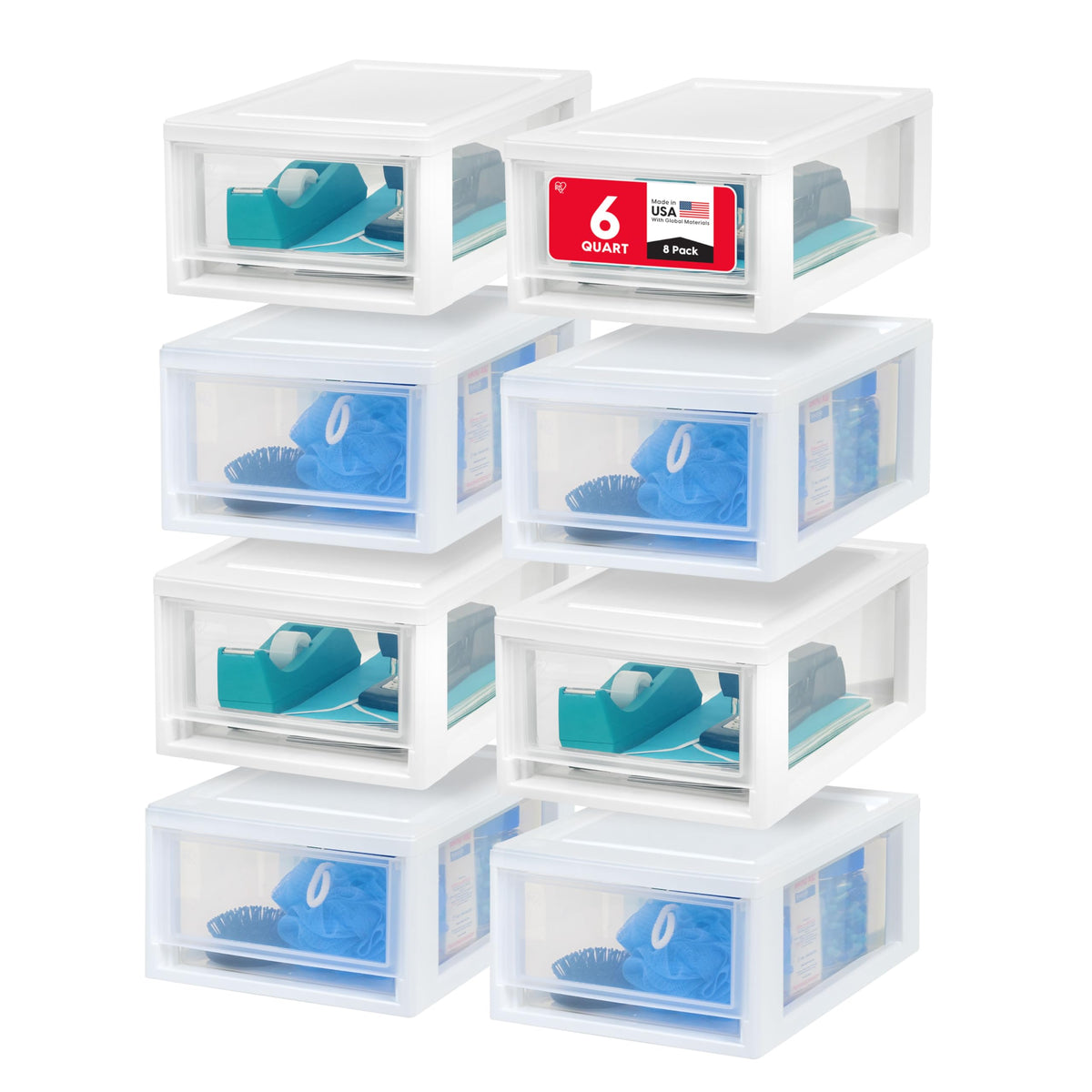 IRIS USA 4-Pack, 27 Qt. Under Bed Storage Bin with Sliding Drawers, White