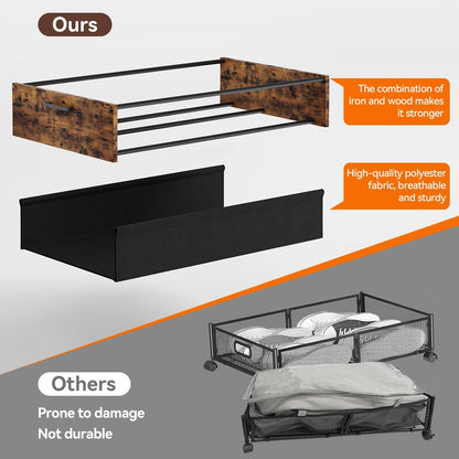 Wooden Under Bed Storage Drawer with Wheels for Space-Saving Storage