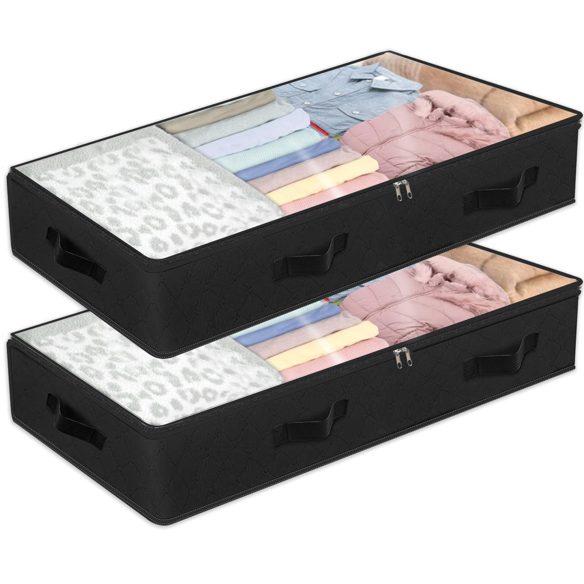 BiCINE 4 Pack Under Bed Storage, 95L Foldable Closet Containers Organizers
