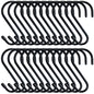 DINGEE 4 Inch 12 Pack S Hooks - Heavy Duty, Large Rubber Coated Black Non Slip Metal Hooks for Closet, Garden, Jeans, Plants, Jewelry, Pot, Pan, Cups, Towels