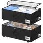 Under Bed Storage with Wheels, 2-Pack 10" Height XXL 75L Rolling Storage Bins, Quick Assembly Underbed Shoe Storage Containers with Clear Lid & Label, Dorm Under Bed Drawers for Clothes, Shoes, Black