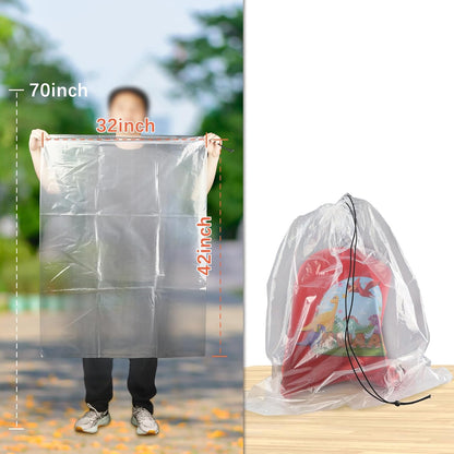 32x42 Inch Large Clear Plastic Suitcase Storage Bags, 3 Pack, 4 Mils