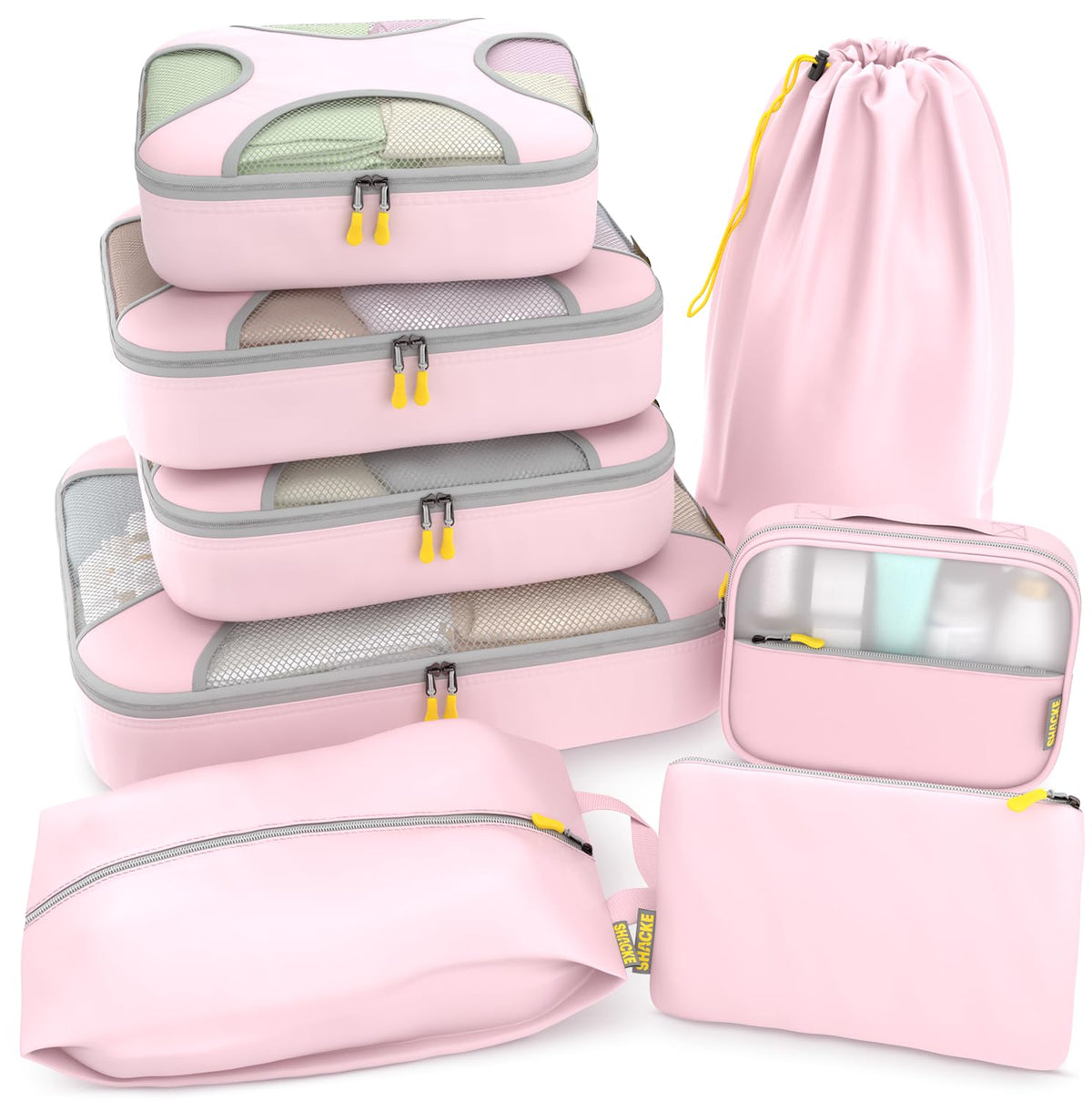 Shacke 5 Set Packing Cubes for Travel with Laundry Bag (Green Grass)