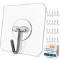 Adhesive Large Wall Hooks for Hanging Heavy Duty No Drill, 22 lbs, 12 pcs