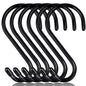 DINGEE 4 Inch 12 Pack S Hooks - Heavy Duty, Large Rubber Coated Black Non Slip Metal Hooks for Closet, Garden, Jeans, Plants, Jewelry, Pot, Pan, Cups, Towels