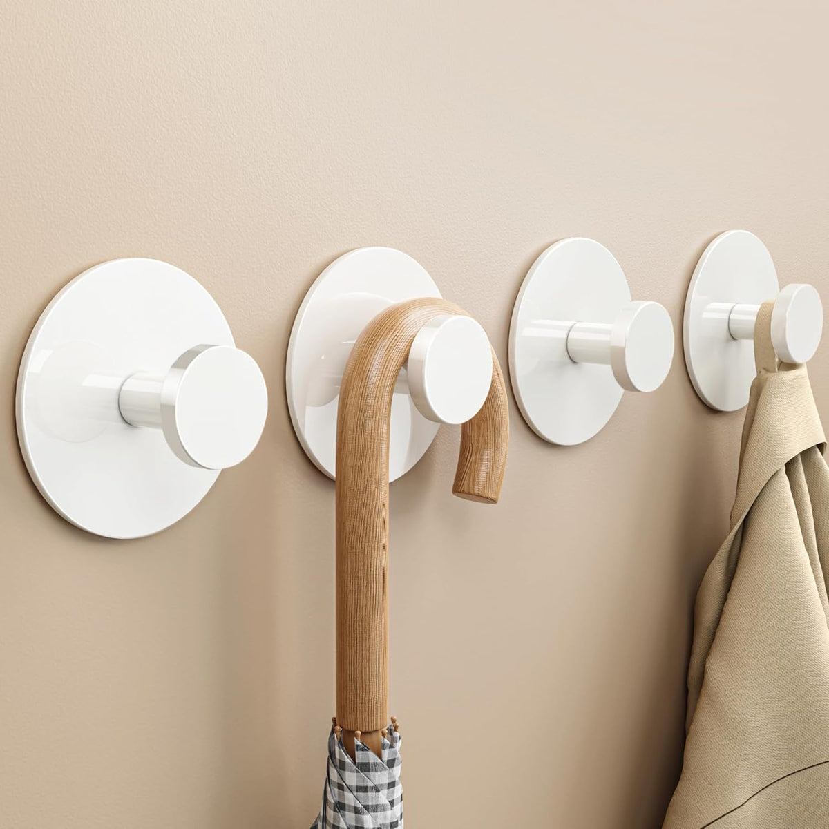 bussdis Multifunctional Towel Hooks for Bathroom Wall - Extra Sticky Stainless, Holds up to 12LB, Coat Hooks Wall Hooks, Adhesive Door Holder Hanger Shower Accessories, Matt Black Heavy Duty
