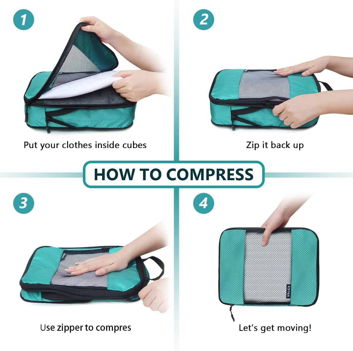 Compression Packing Cubes for Suitcases,Travel Essentials, Lightweight Luggage Organizer Bags, Travel Cubes for Carry on