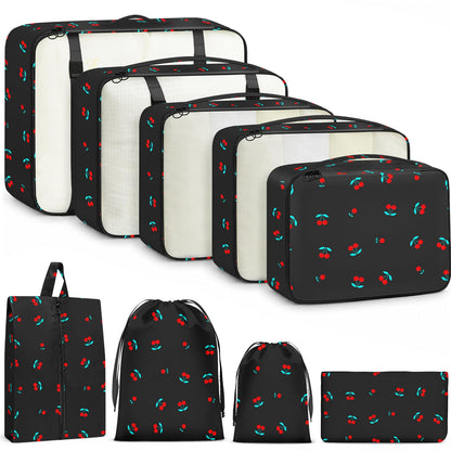 9 Set Packing Cubes for Travel Essentials - Lightweight Carry-On Luggage Organizer Bags with Shoe, Clothes & Laundry Bags for Airplane, Family & Business Travel, Leopard print