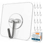 Adhesive Large Wall Hooks for Hanging Heavy Duty No Drill, 22 lbs, 12 pcs