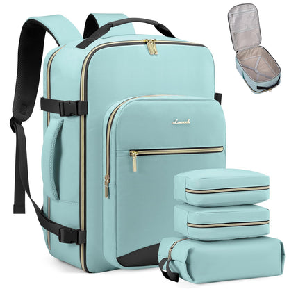 LOVEVOOK 40L Travel Backpack Flight Approved Carry on Backpack,3 Packing Cubes,Waterproof Personal Item Travel Bag,TSA Carry on Luggage Suitcase Travel Essentials,Gifts for Women & Men,fits 17" Laptop