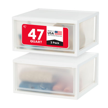 IRIS USA 4-Pack, 27 Qt. Under Bed Storage Bin with Sliding Drawers, White