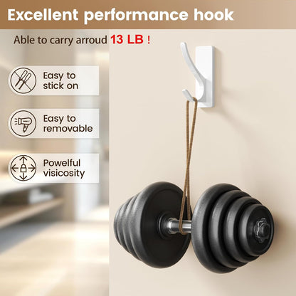 pickpiff White Self-Adhesive Hook, 13LB Hanger for Coat/Towel, 6 Pack