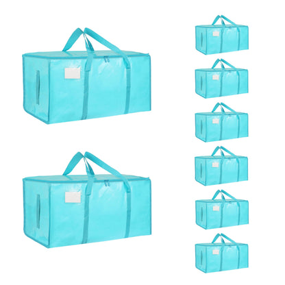 Moving Bags Extra Large 8 Pack - Heavy Duty Storage Totes with Wrap-Around Handles & Reinforced Zippers - Foldable Moving Box Alternative, Water-Resistant for Dorm, Closet & Under Bed Storage (Clear)