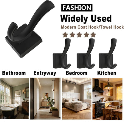 TOFIIGREM Black Towel Hooks Coat Hooks for Wall, Hand Towel Holder Robe Hook for Bathroom, Entryway Hat Hooks for Hanging Coat Towels Keys Hats (6 Pack)