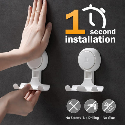 LEVERLOC Razor Holder for Shower 2 Pack, Powerful Suction Cup Hooks, White