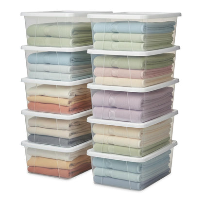 HOMZ Clear Plastic Storage Bins w/Snaplock Lids, 28 Qt, Gray, 2 Pack