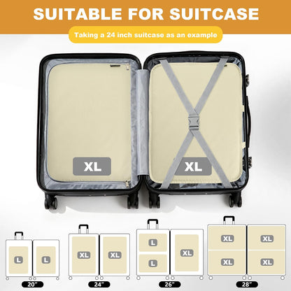 Compression Packing Cubes Travel Packing Suitcase Organizer Bags, Beige