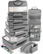 Veken 10 Set/8 Set Packing Cubes for Travel Essentials,Anti-Wrinkle Buckled Suitcase Organizer for Shoe & Toiletry Bag,Carry On Luggage Bag for Airplane & College Dorm Room Accessories,Women Men Gifts