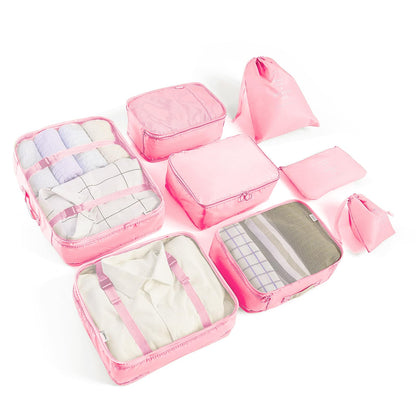 LANSKLBD 6/8 Set Packing Cubes for Suitcases Travel Luggage Packing Organizers,Travel Accessories Essentials Luggage Organizer with Shoe/Tioletry/Laundry Bag (Black, 6 set)
