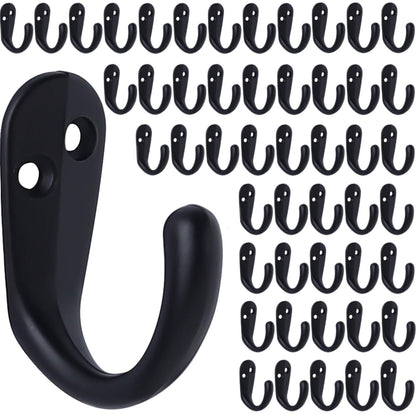 IBosins 50PCS Coat Hooks Wall Mounted Black Single Prong Robe Hook