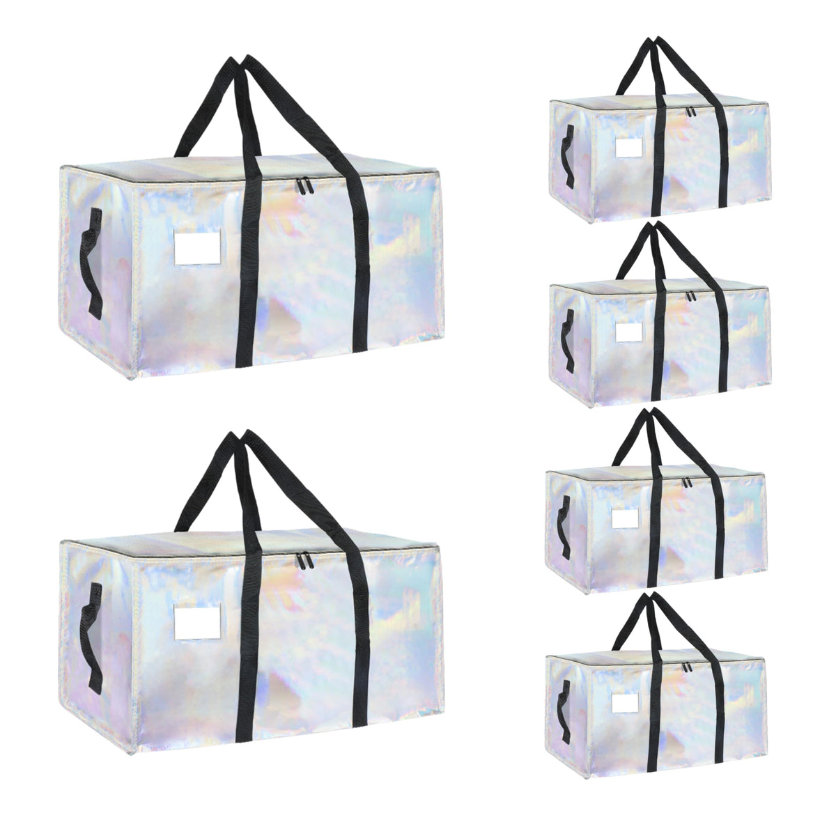 Moving Bags Extra Large 8 Pack - Heavy Duty Storage Totes with Wrap-Around Handles & Reinforced Zippers - Foldable Moving Box Alternative, Water-Resistant for Dorm, Closet & Under Bed Storage (Clear)