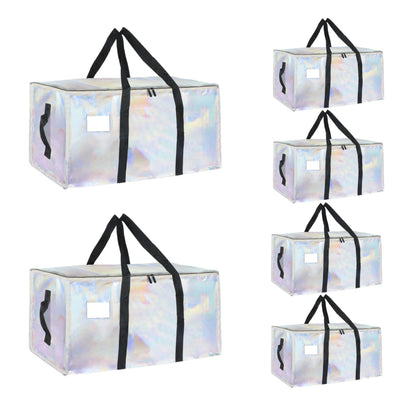 Moving Bags Extra Large 8 Pack - Heavy Duty Storage Totes with Wrap-Around Handles & Reinforced Zippers - Foldable Moving Box Alternative, Water-Resistant for Dorm, Closet & Under Bed Storage (Clear)