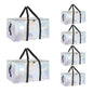 Moving Bags Extra Large 8 Pack - Heavy Duty Storage Totes with Wrap-Around Handles & Reinforced Zippers - Foldable Moving Box Alternative, Water-Resistant for Dorm, Closet & Under Bed Storage (Clear)
