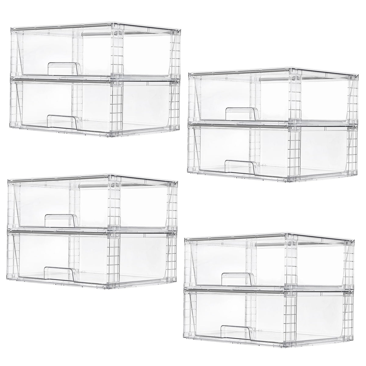 Vtopmart 2 Pack Large Clear Stackable Plastic Storage Drawers for Closet