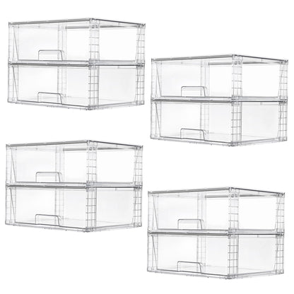 Vtopmart 2 Pack Large Clear Stackable Plastic Storage Drawers for Closet